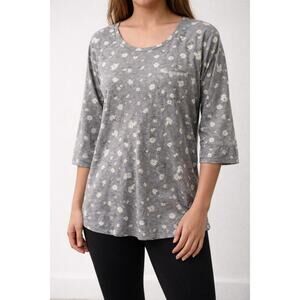 Cuddl Duds Gray Floral Sleepwear Top Womens Size M